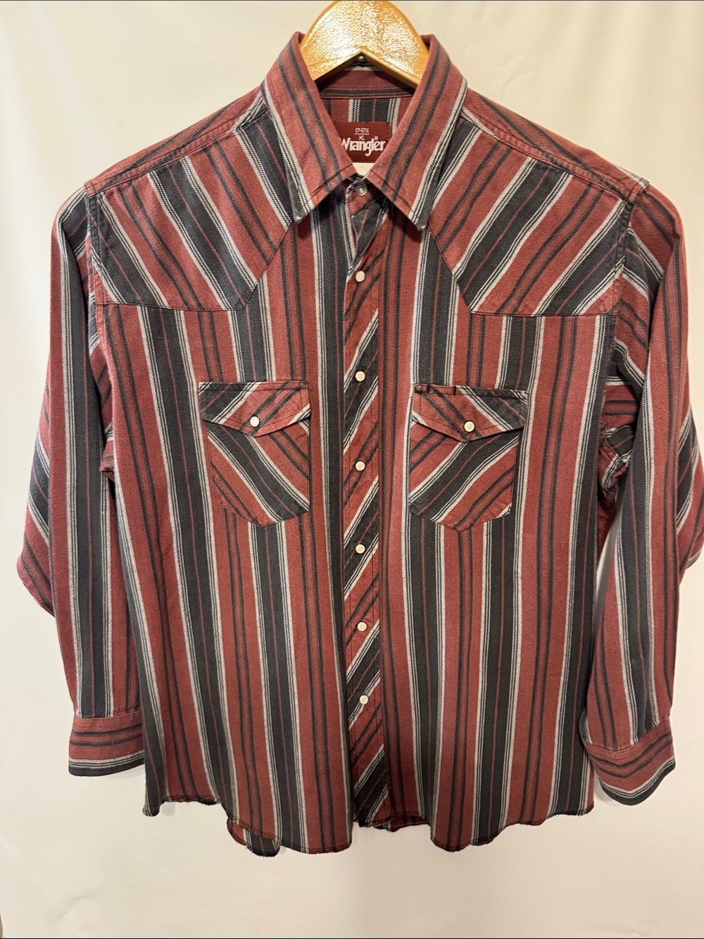 Vintage Wrangler Striped Western Pearl Snap Shirt XL